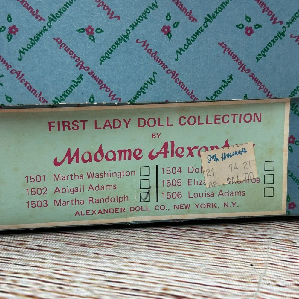 Madame Alexander Martha Randolph First Ladies Doll 1503 Pink‎ Lace Gown Boxed